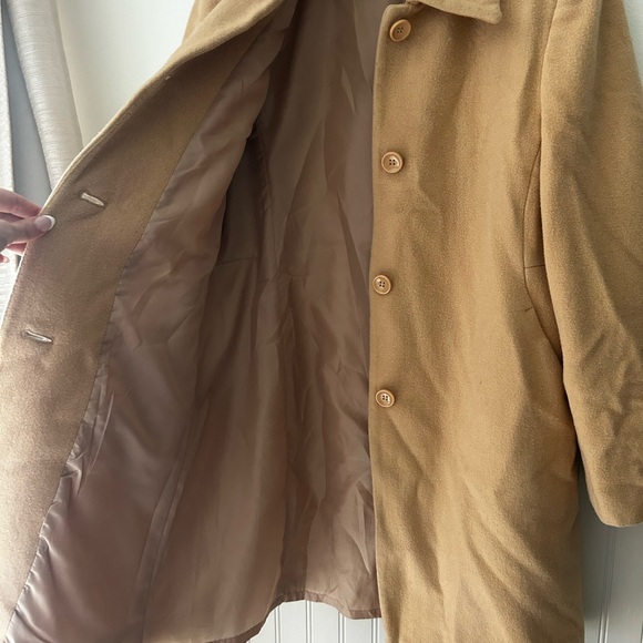 Chadwicks Women's Size 6 Wool Blend Tan Trench Coat with Pockets - Picture 6 of 8